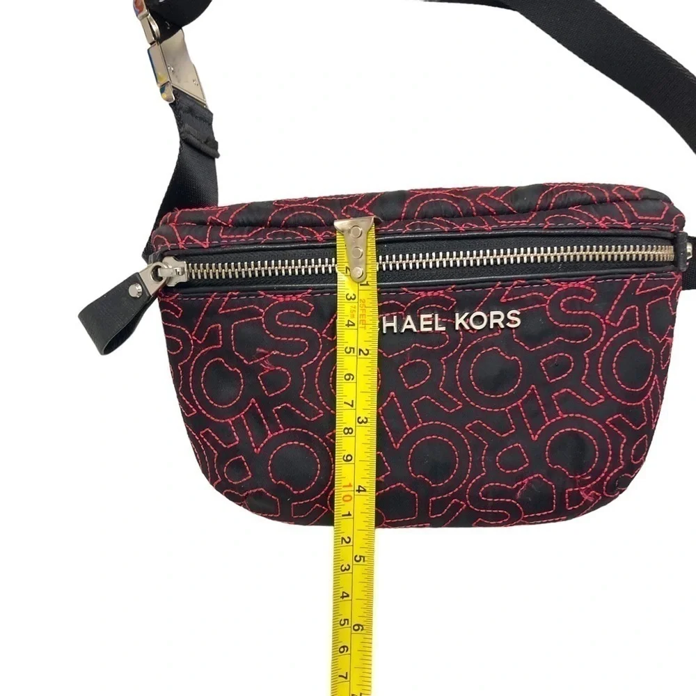 Michael kors black and pink embroidered stitched Fanny pack
